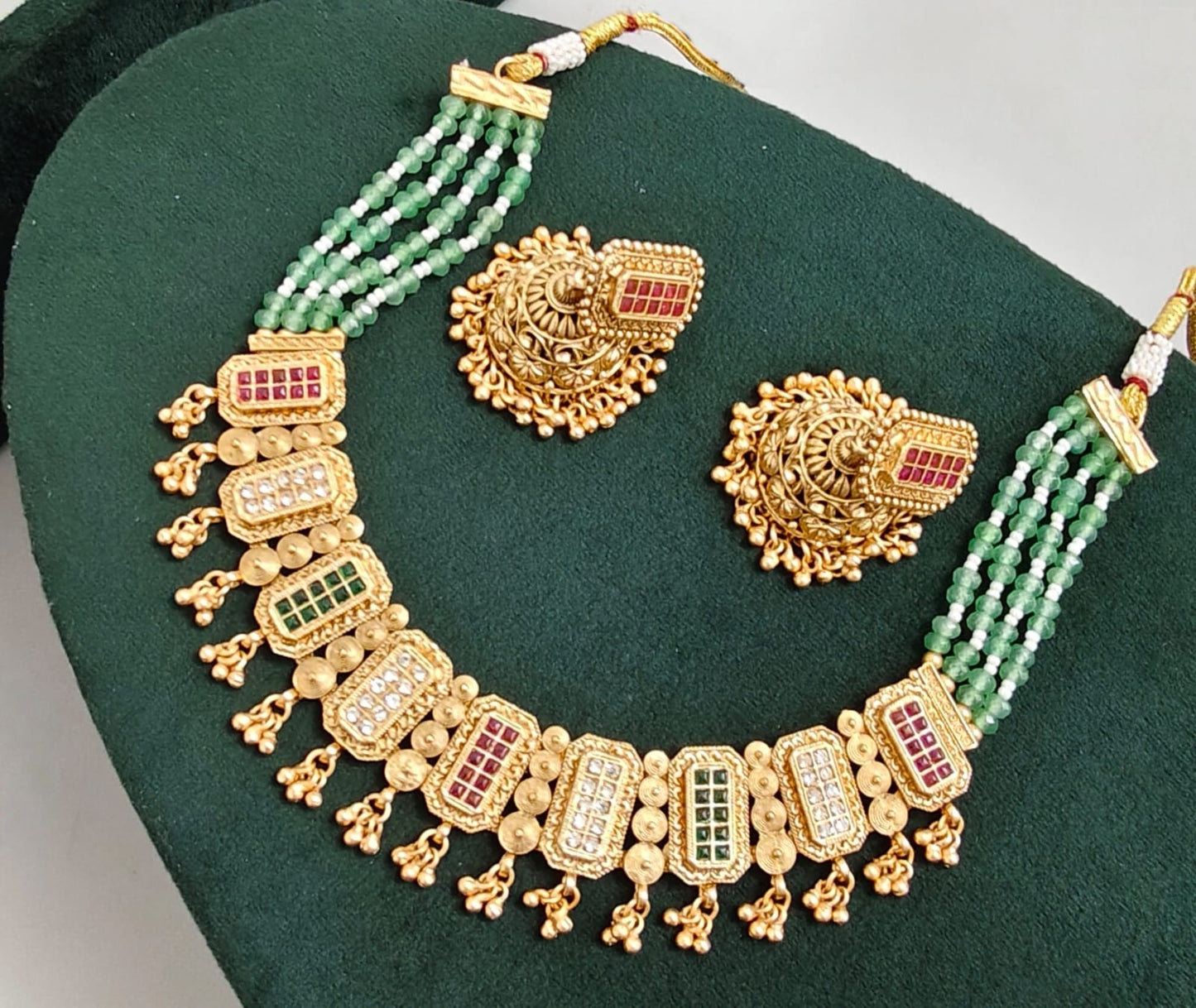Beads Jhumka Necklace