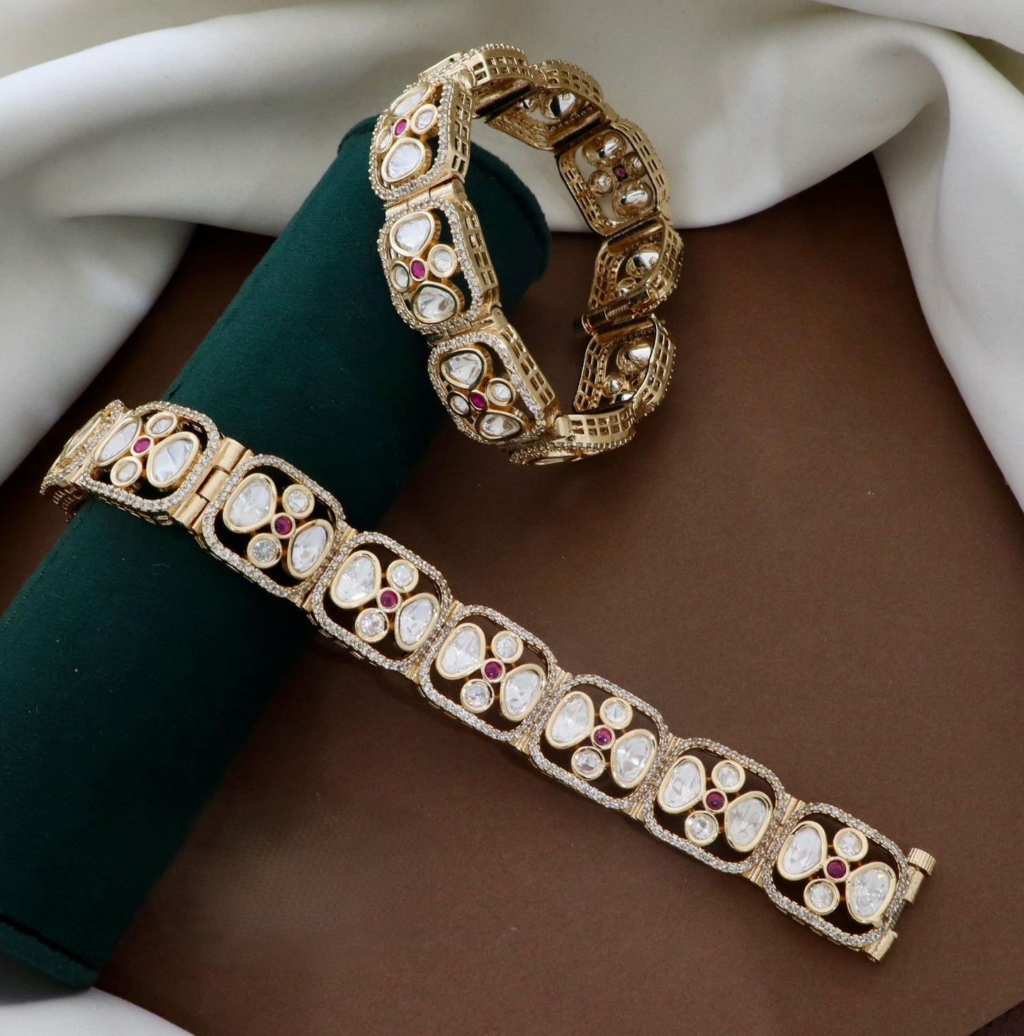 Moissanite Real Polki Kundan Bracelet (1 Piece)