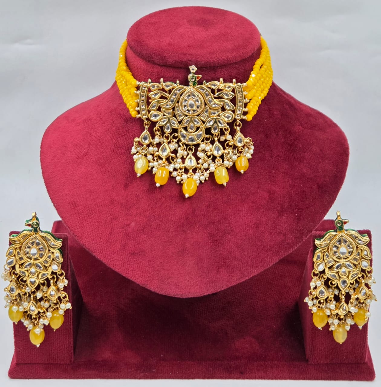 Kundan Crystal Beads Choker