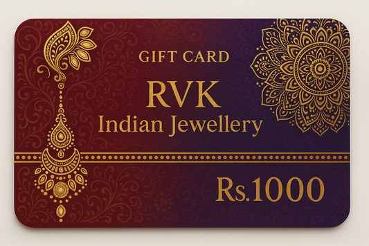 Generate image for Gift Card from "RVK Indian Jewellery" of value Rs. 1000