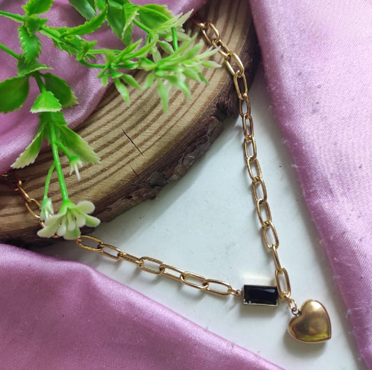 Anti Tarnish Lock Heart Chain Pendant