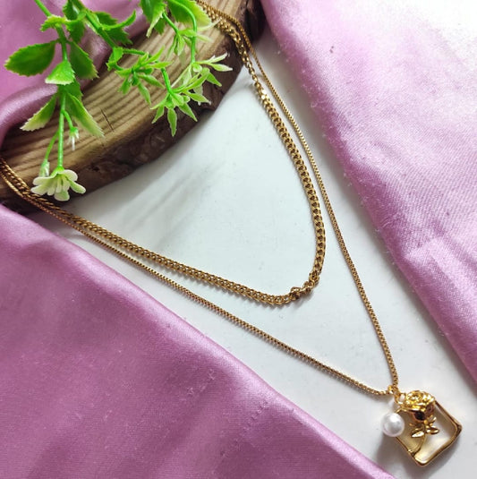 Anti Tarnish Double Chain Pendant Set