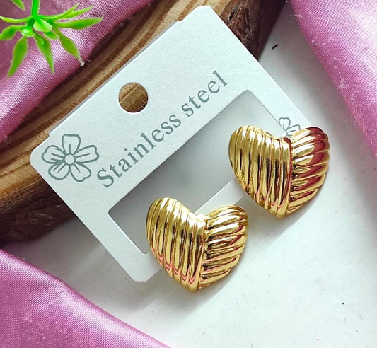 Anti Tarnish Golden Heart Studs