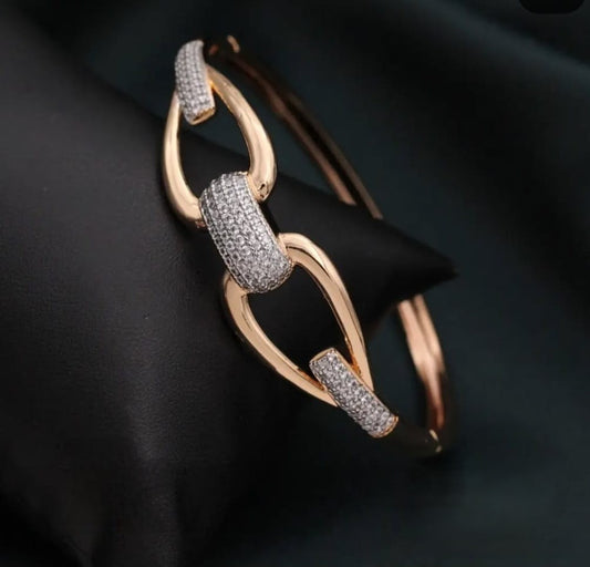 AD Stone Rose Gold Openable Bracelet
