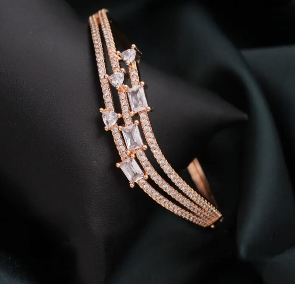 AD Stone Rose Gold Openable Bracelet