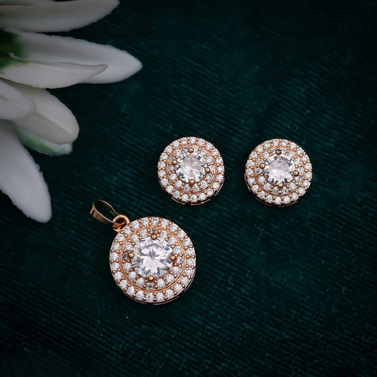 Rose Gold Pendant with Earrings