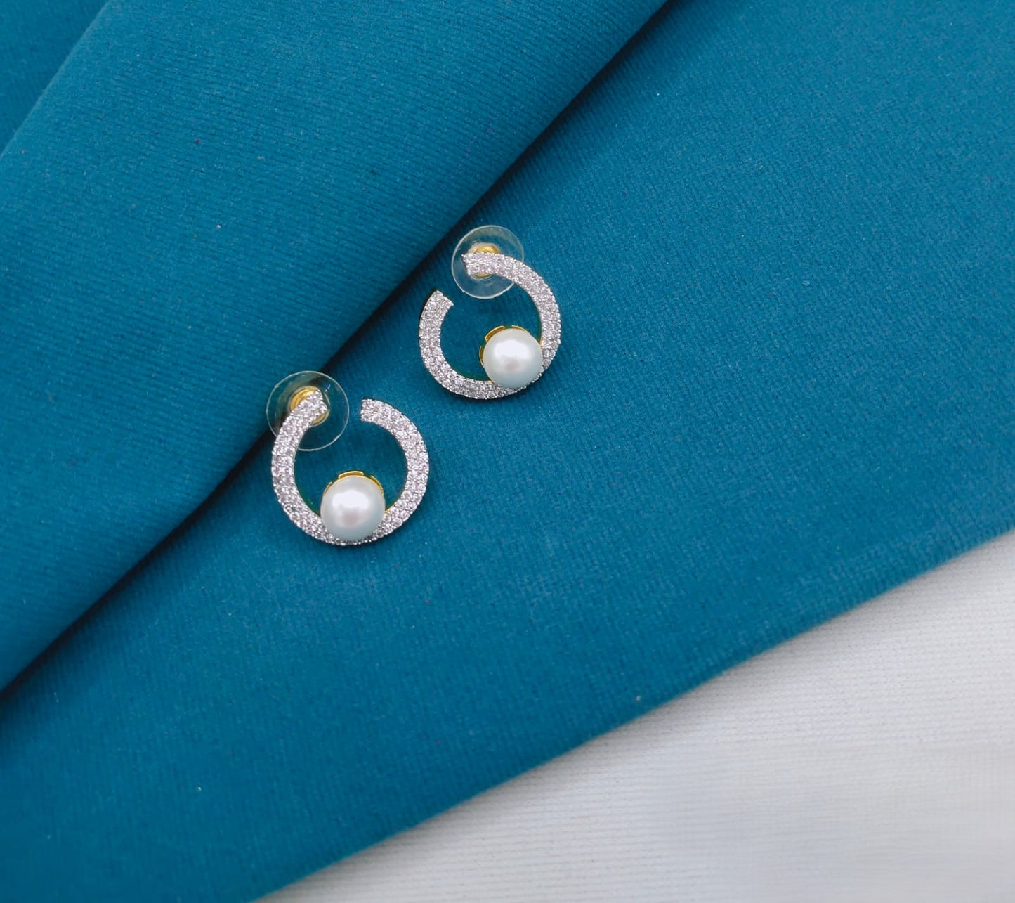 Gold Silver AD Moon Studs