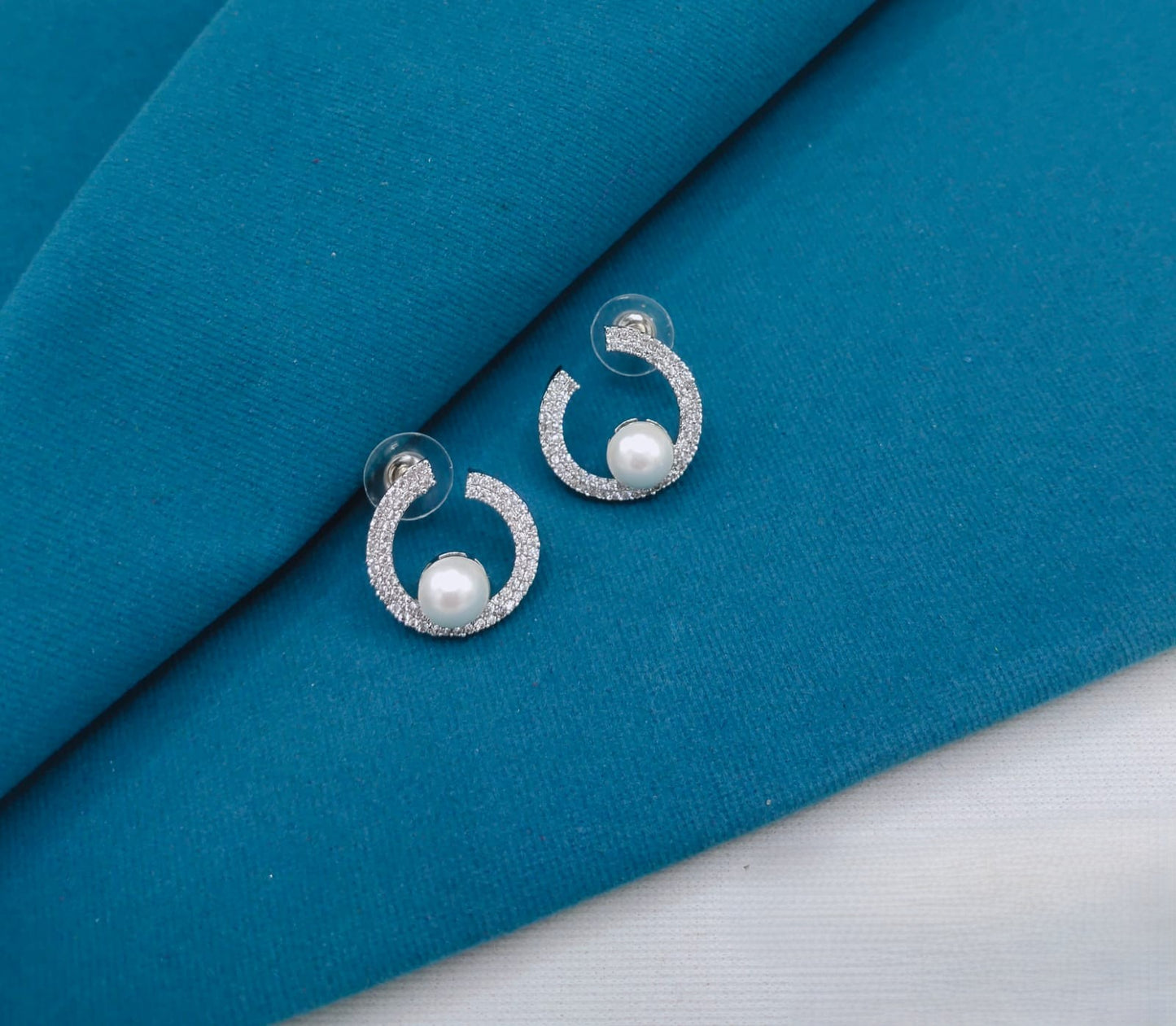 Gold Silver AD Moon Studs