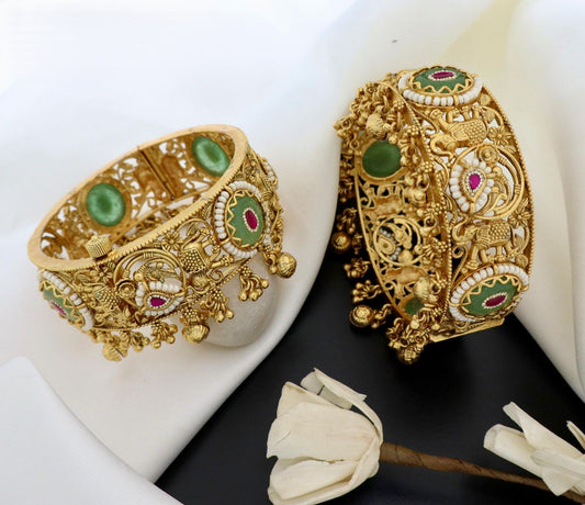 Premium Rajwadi Gold Heritage 2 Piece Bangles