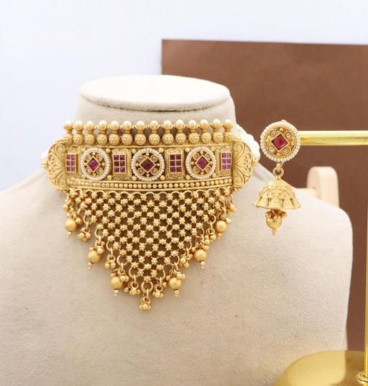 Premium HighGold Rajasthani AD Choker Sets