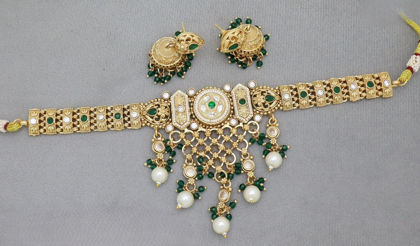 Premium Copper Kundan Choker Set