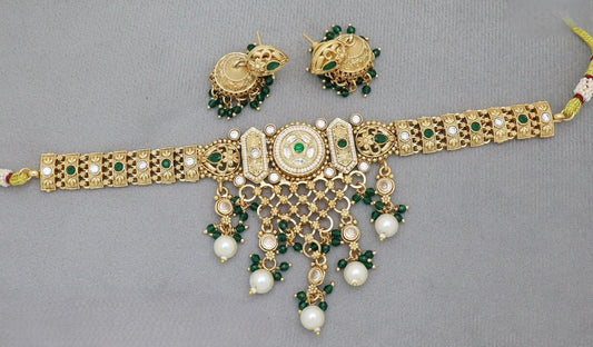 Premium Copper Kundan Choker Set