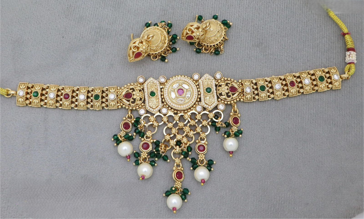 Premium Copper Kundan Choker Set