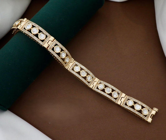 Moissanite Real Polki Kundan Bracelet