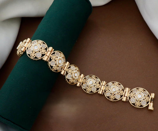 Moissanite Real Polki Kundan Bracelet