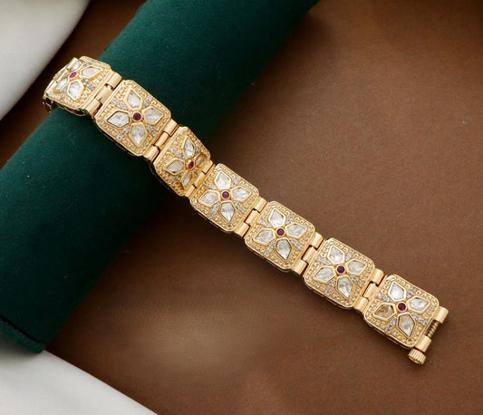Moissanite Real Polki Kundan Bracelet