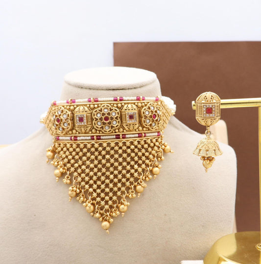 Premium HighGold Rajasthani AD Choker Sets