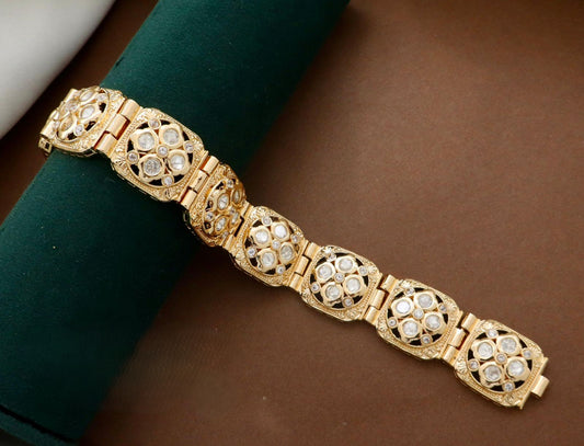 Moissanite Real Polki Kundan Bracelet