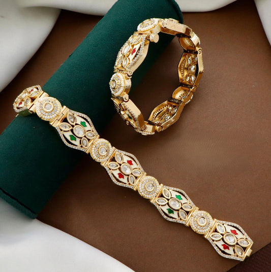 Moissanite Real Polki Kundan Bracelet (1 Piece)