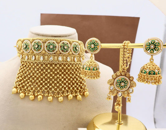 Premium HighGold Rajasthani AD Choker Sets