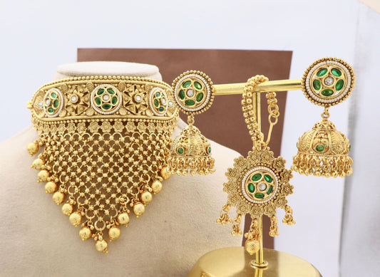 Premium HighGold Rajasthani AD Choker Sets