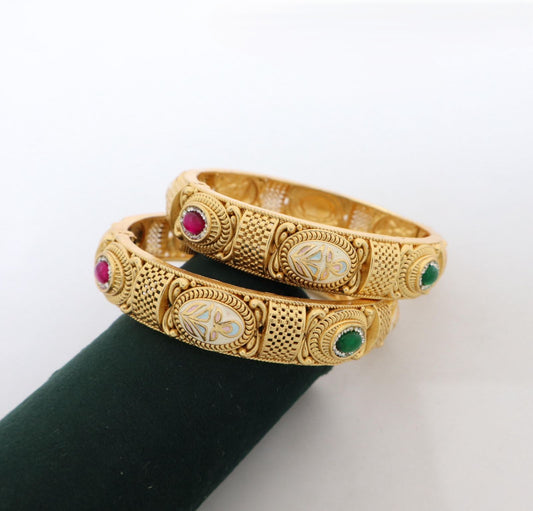Premium Rajwadi Gold Choraski Diamond Openable Bangles