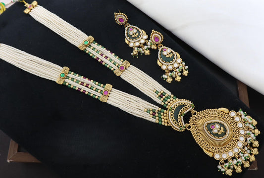 Premium Brass Real High Gold Heritage Long Necklace