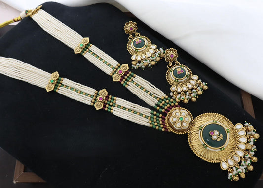 Premium Brass Real High Gold Heritage Long Necklace