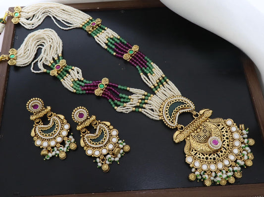 Premium Brass Real High Gold Heritage Long Necklace