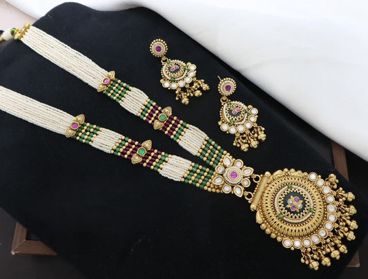 Premium Brass Real High Gold Heritage Long Necklace