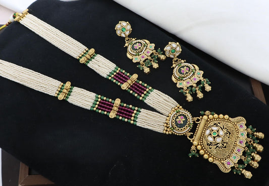 Premium Quality Brass Real High Gold Heritage Long Necklace