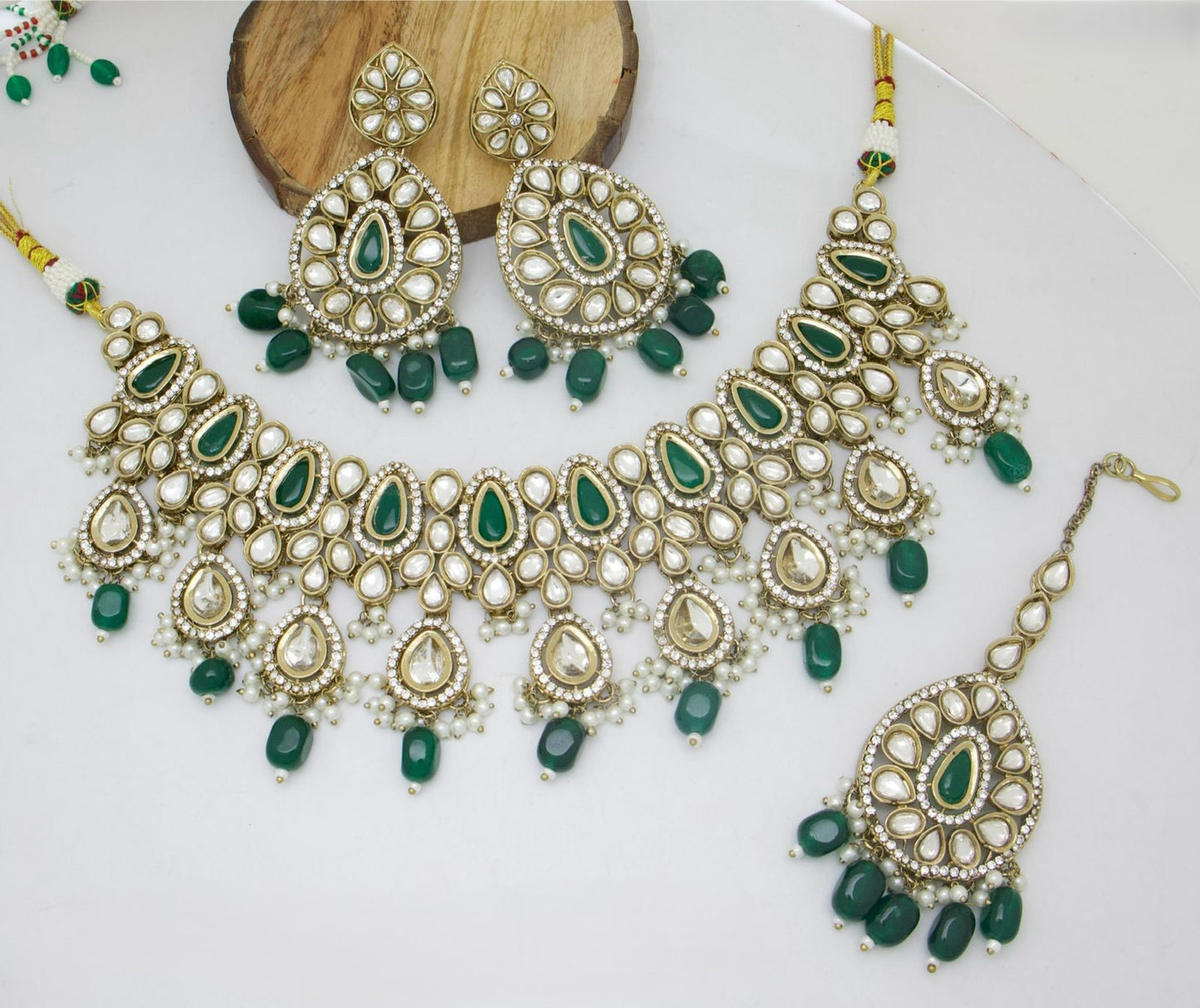 Polki Kundan Mehendi Polish Necklace