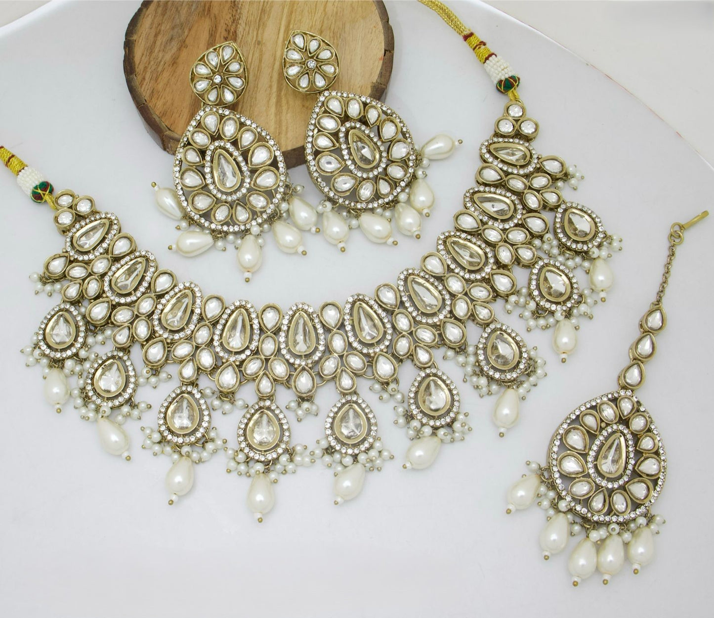Polki Kundan Mehendi Polish Necklace