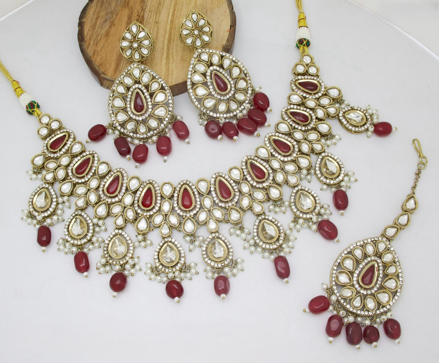 Polki Kundan Mehendi Polish Necklace