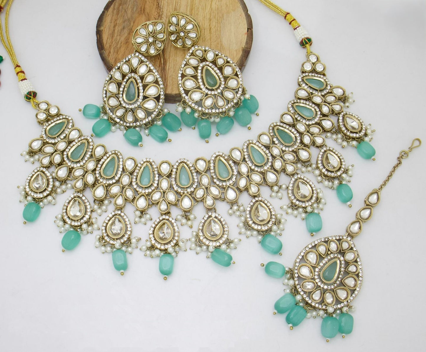 Polki Kundan Mehendi Polish Necklace