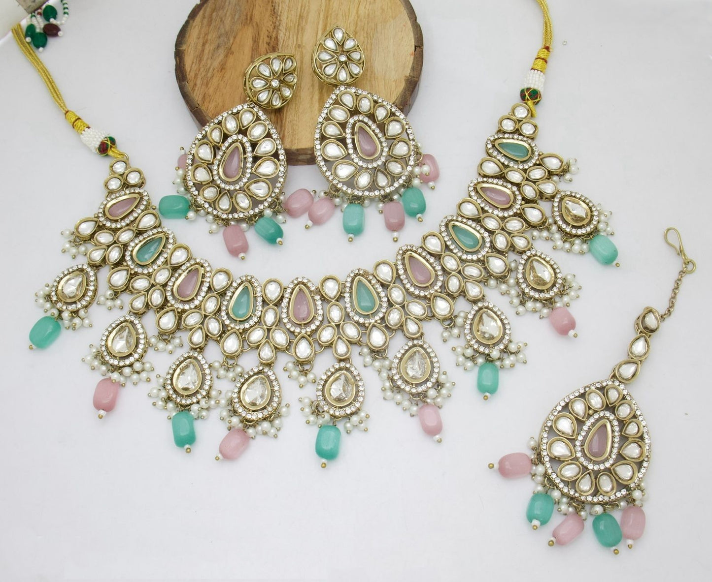 Polki Kundan Mehendi Polish Necklace