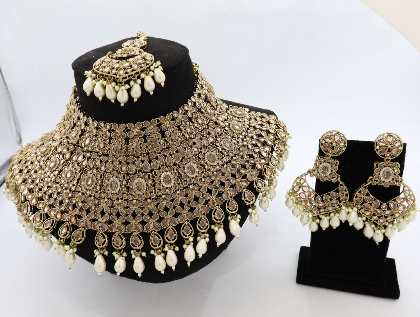 Premium Mehendi Gold AD Diamond Semi Bridal Set