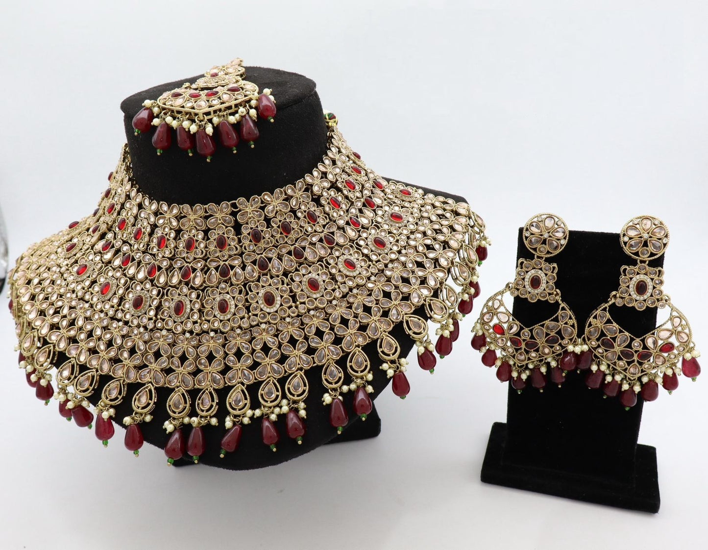 Premium Mehendi Gold AD Diamond Semi Bridal Set