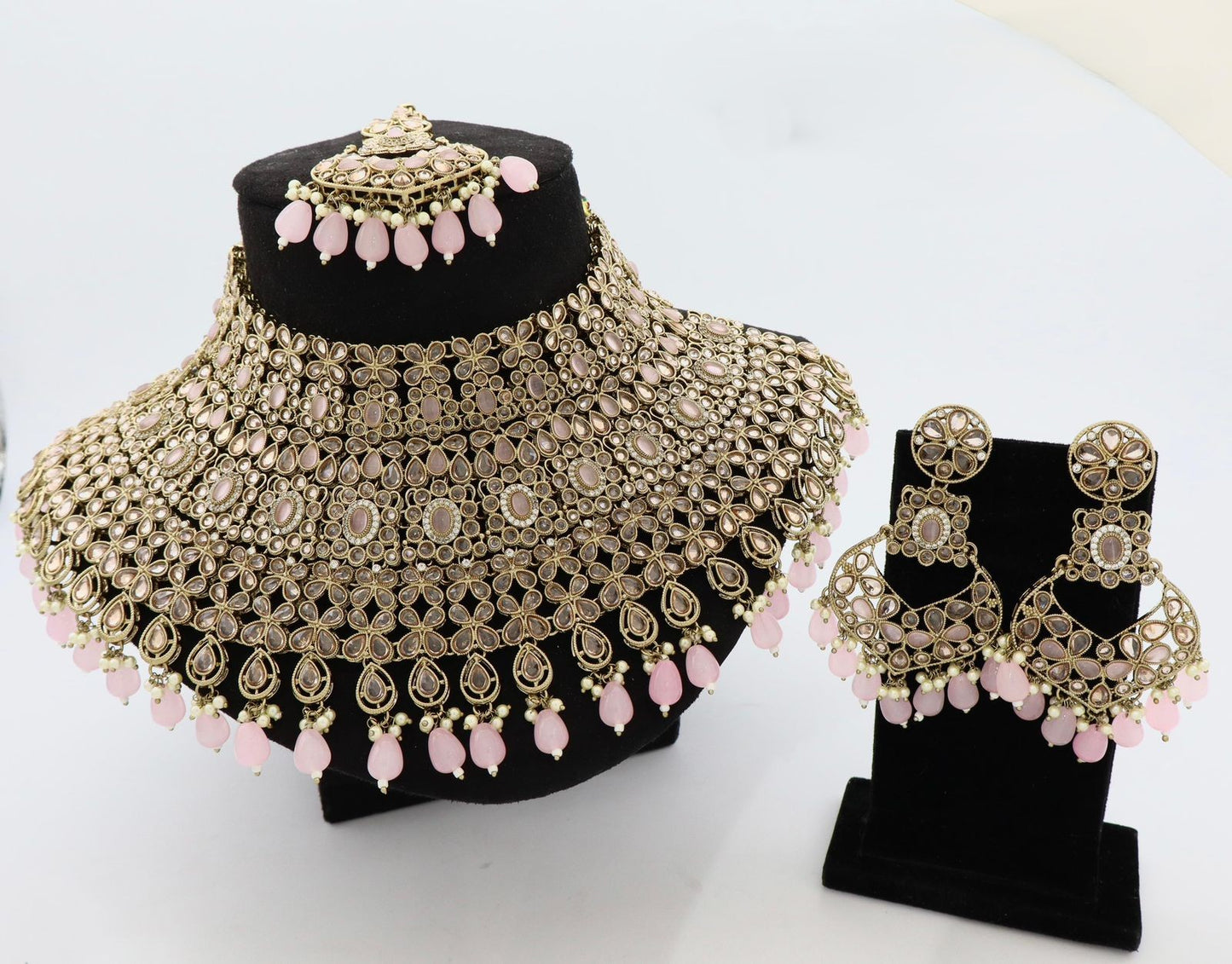 Premium Mehendi Gold AD Diamond Semi Bridal Set