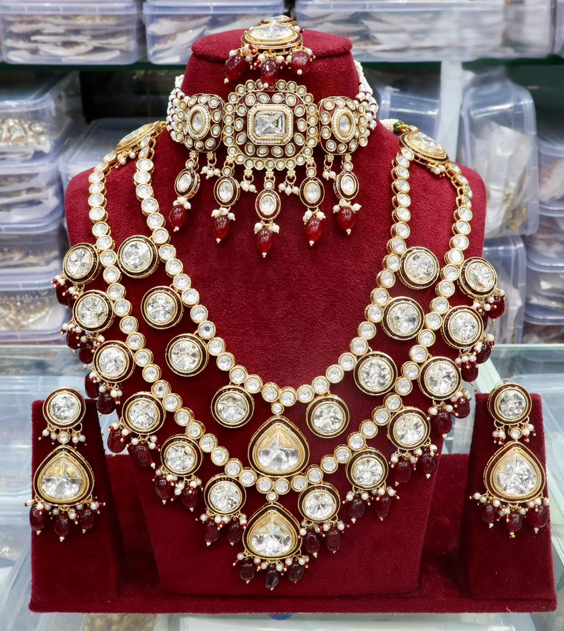 Premium Quality Real Kundan Semi Bridal Set
