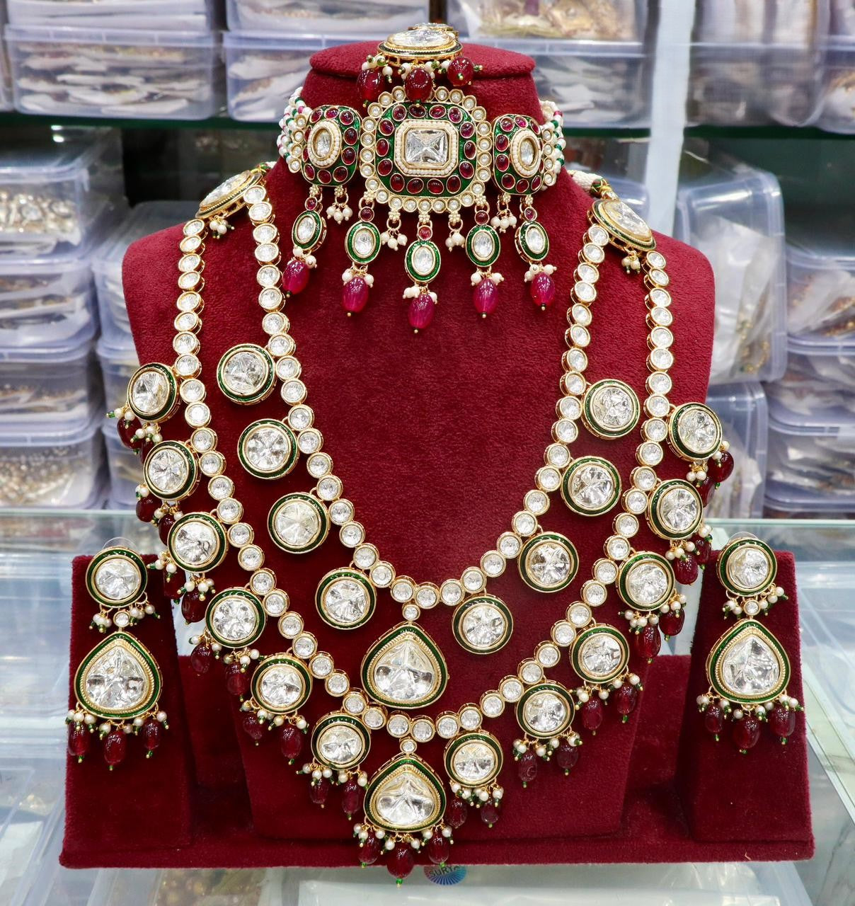 Premium Quality Real Kundan Semi Bridal Set