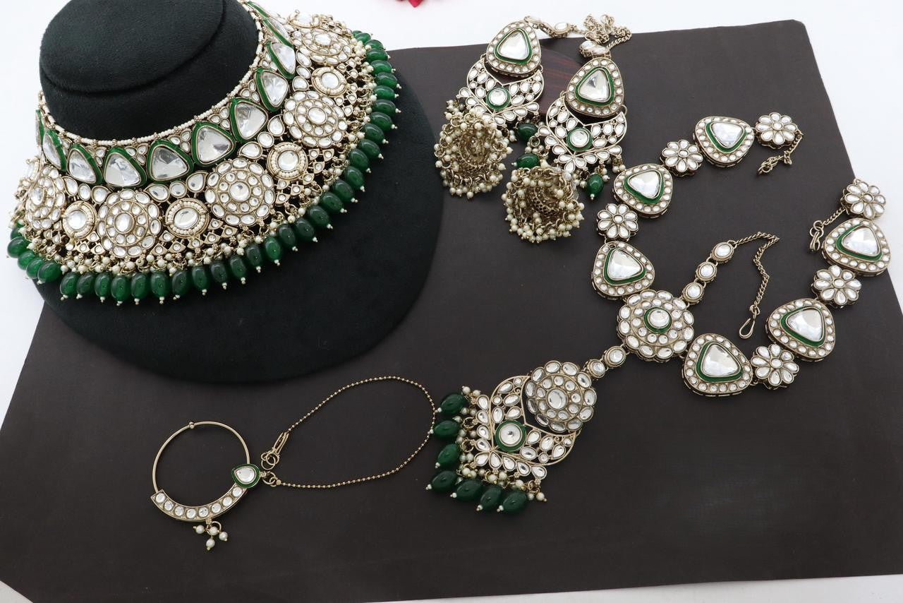 Premium Mehendi Gold Designer Semi Bridal Set