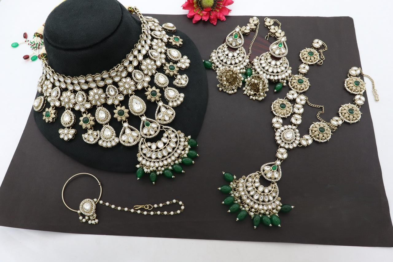 Premium Mehendi Gold Designer Semi Bridal Set