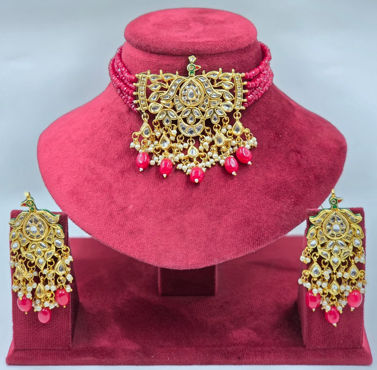 Kundan Crystal Beads Choker