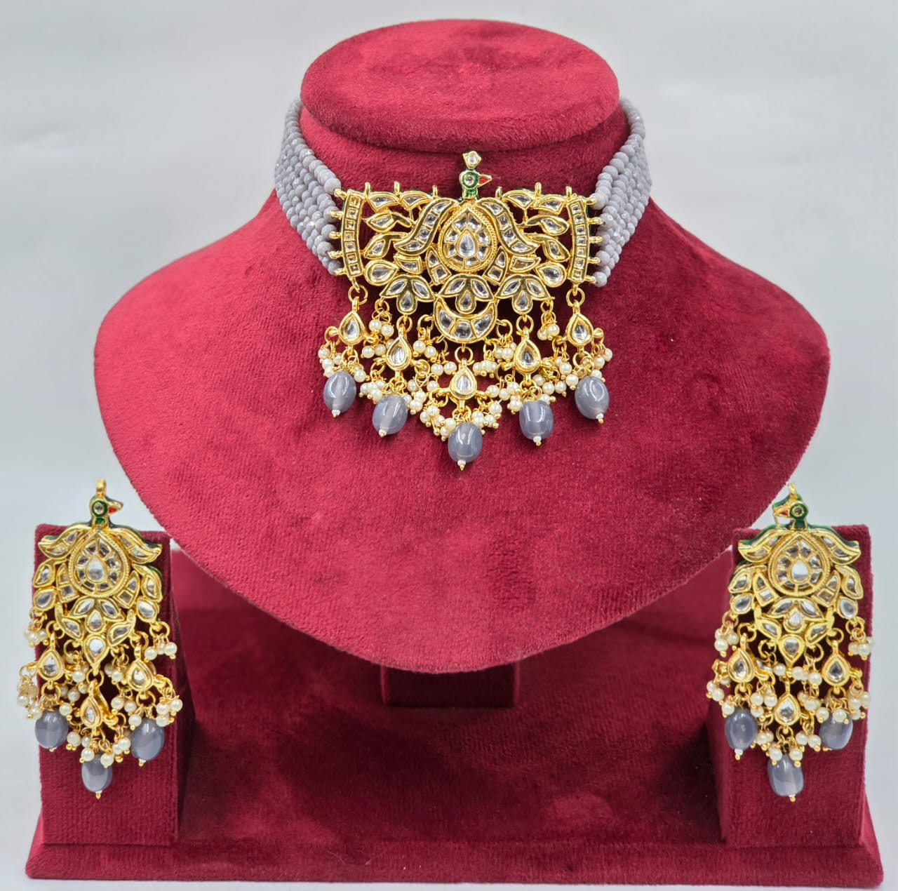 Kundan Crystal Beads Choker