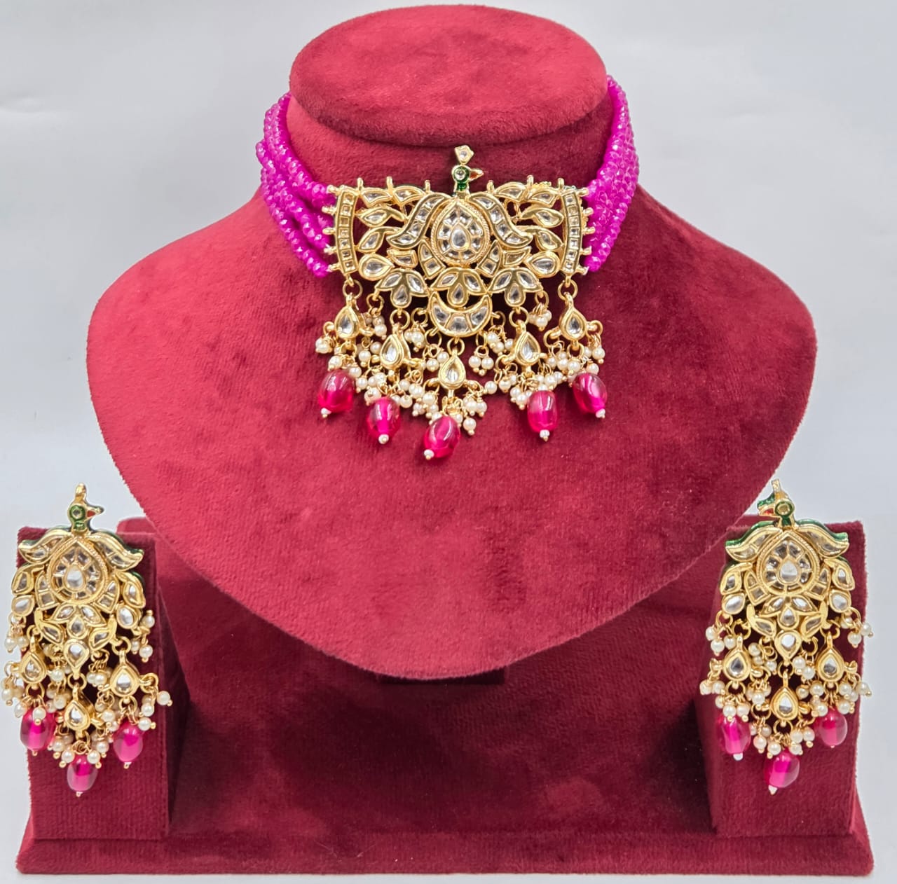 Kundan Crystal Beads Choker