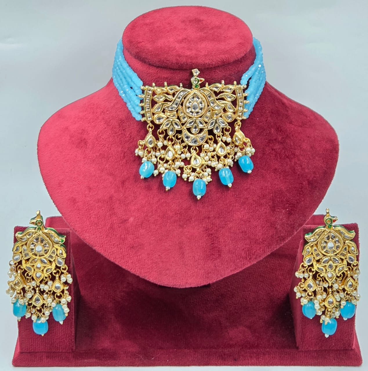 Kundan Crystal Beads Choker