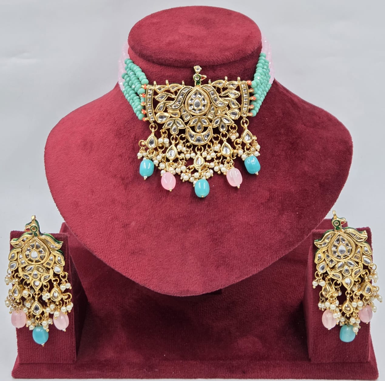 Kundan Crystal Beads Choker