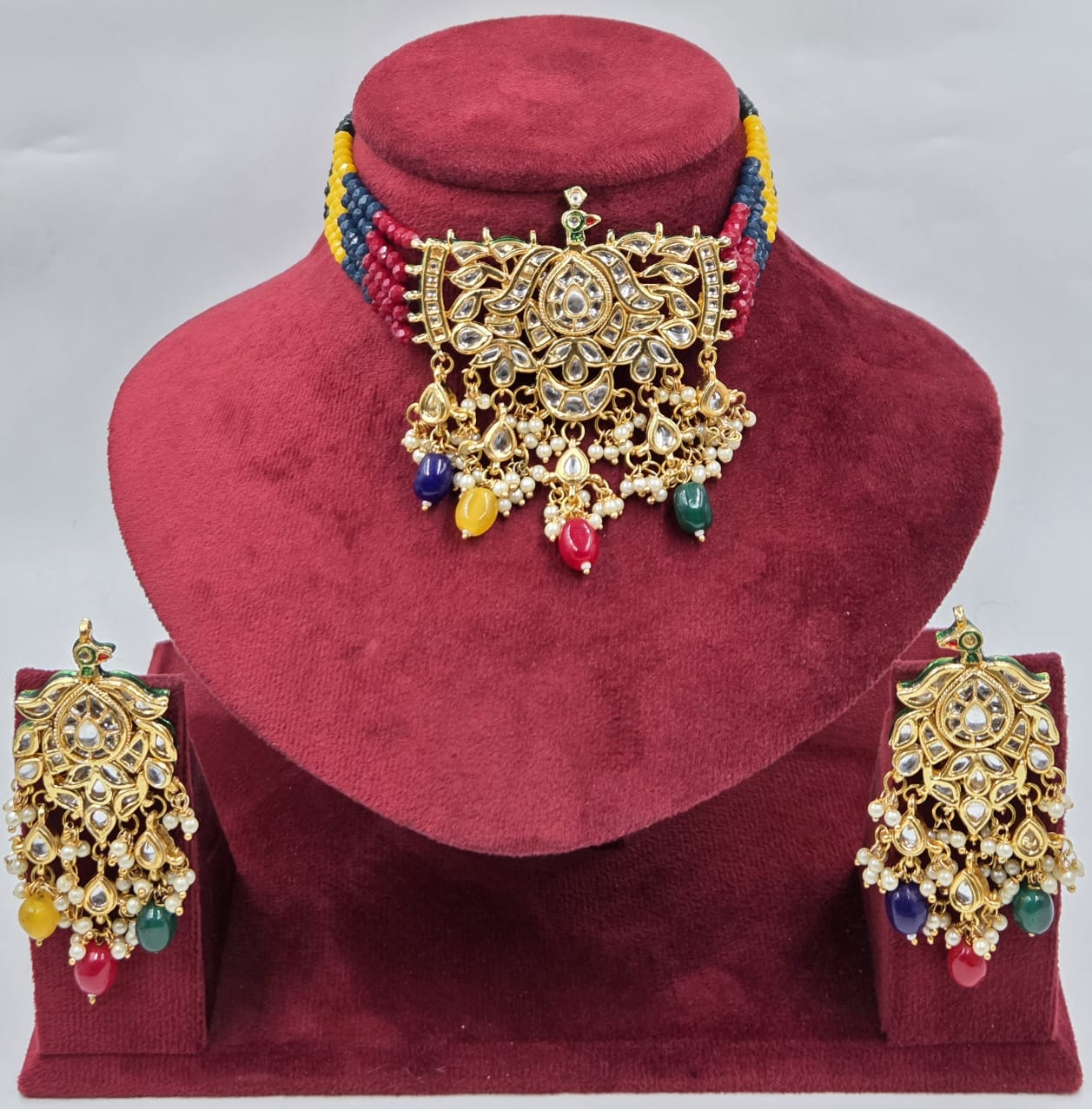 Kundan Crystal Beads Choker
