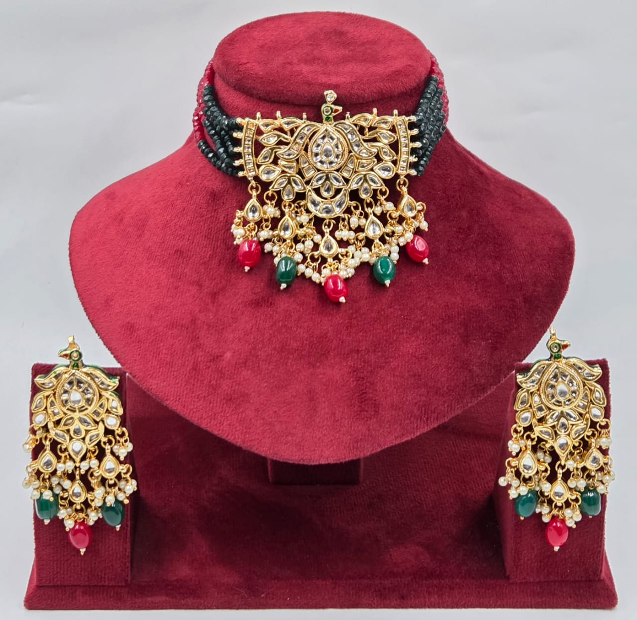 Kundan Crystal Beads Choker
